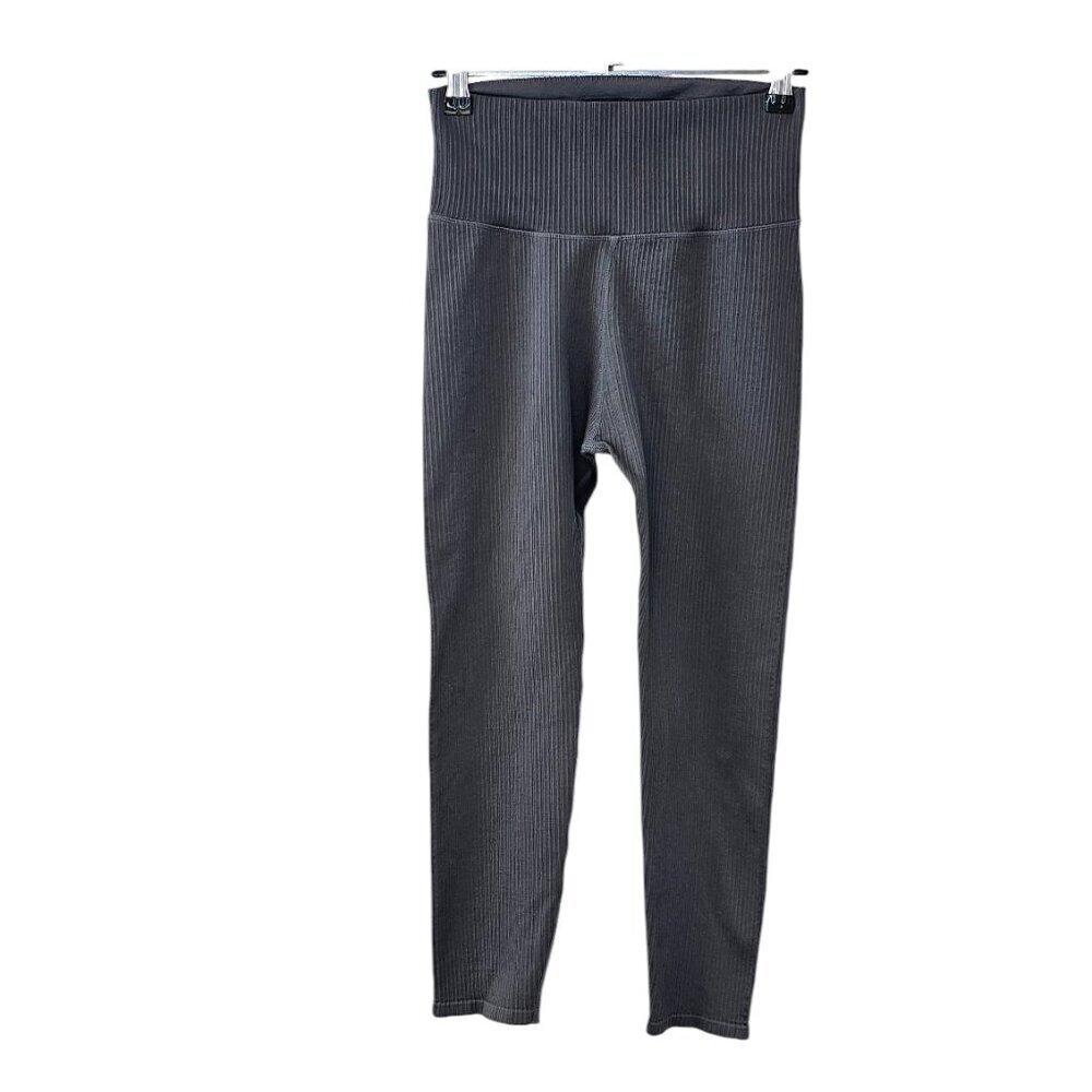Good American The Seamless Ribbed Leggings, High Rise, Crop, Grey, 1/2, S/M